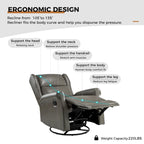 Baksoho Contemporary Faux Leather Swivel Nursery Chair with Metal Base by