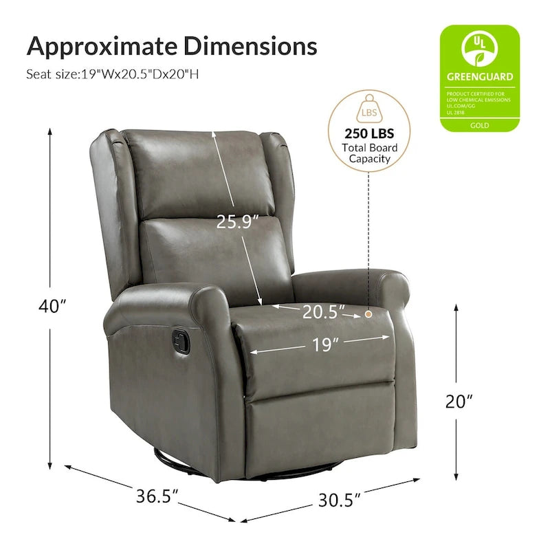 Baksoho Contemporary Faux Leather Swivel Nursery Chair with Metal Base by