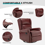 Baksoho Contemporary Faux Leather Swivel Nursery Chair with Metal Base by