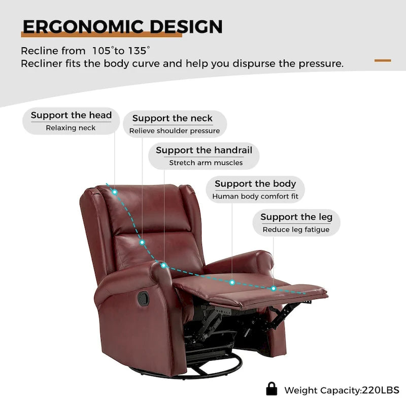 Baksoho Contemporary Faux Leather Swivel Nursery Chair with Metal Base by