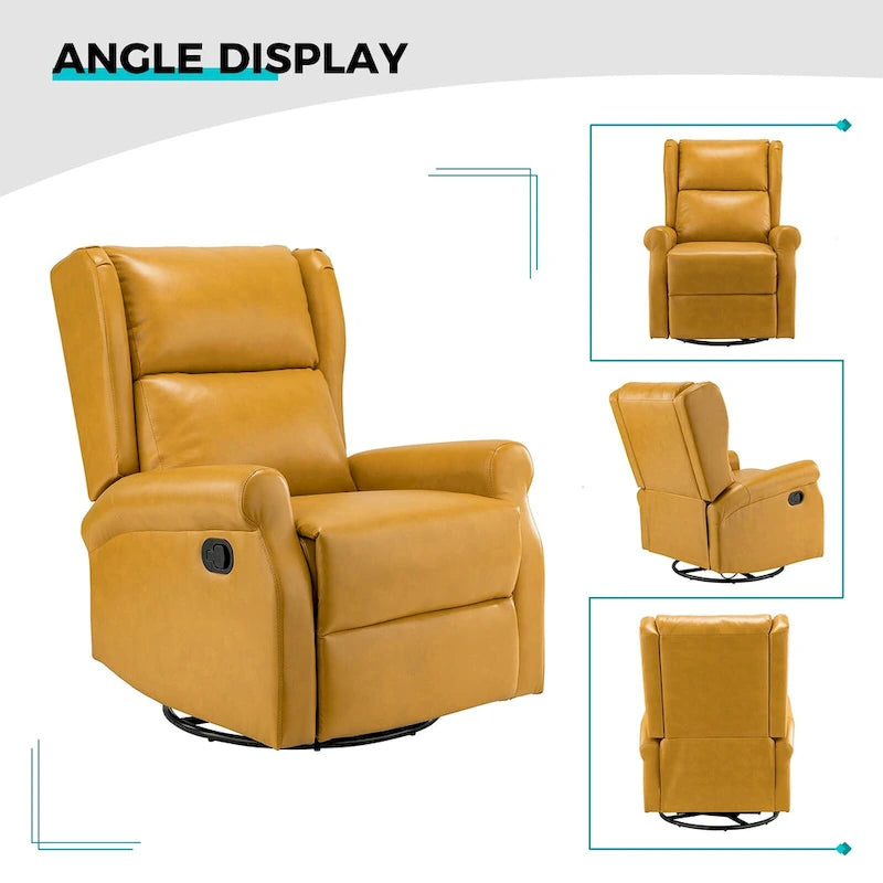 Baksoho Contemporary Faux Leather Swivel Nursery Chair with Metal Base by