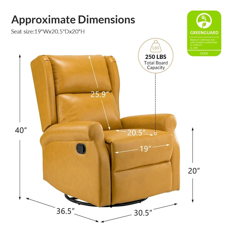 Baksoho Contemporary Faux Leather Swivel Nursery Chair with Metal Base by