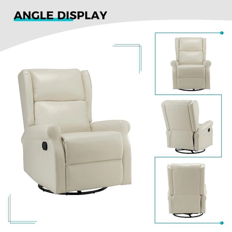 Baksoho Contemporary Faux Leather Swivel Nursery Chair with Metal Base by