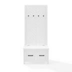 Hall Tree with Lift-Top Storage Bench & Hooks – White Herringbone, 30"W