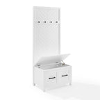 Hall Tree with Lift-Top Storage Bench & Hooks – White Herringbone, 30"W