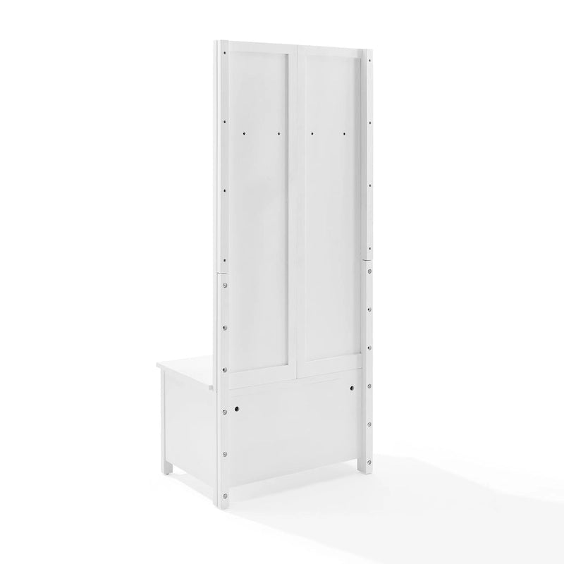 Hall Tree with Lift-Top Storage Bench & Hooks – White Herringbone, 30"W