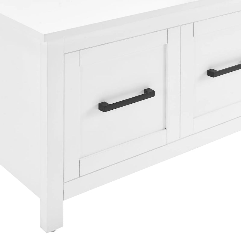 Hall Tree with Lift-Top Storage Bench & Hooks – White Herringbone, 30"W