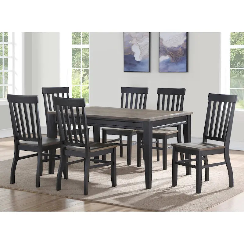  Ralston Two-Tone Ebony and Driftwood 7-Piece Dining Set