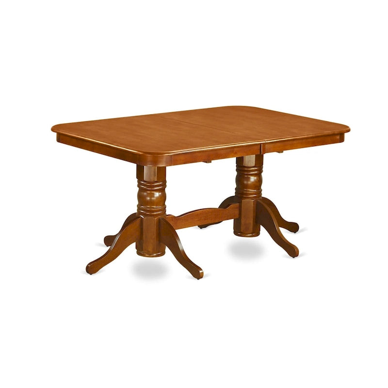 7 Piece Dining Table Set- of a Rectangle Wooden Table and 6 Dining Room Chairs, Saddle Brown (Seat Option)