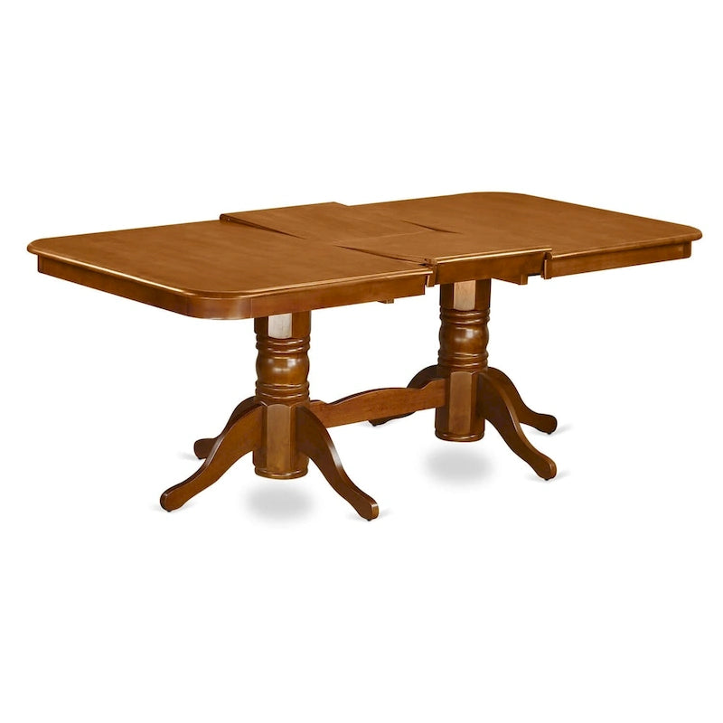 7 Piece Dining Table Set- of a Rectangle Wooden Table and 6 Dining Room Chairs, Saddle Brown (Seat Option)