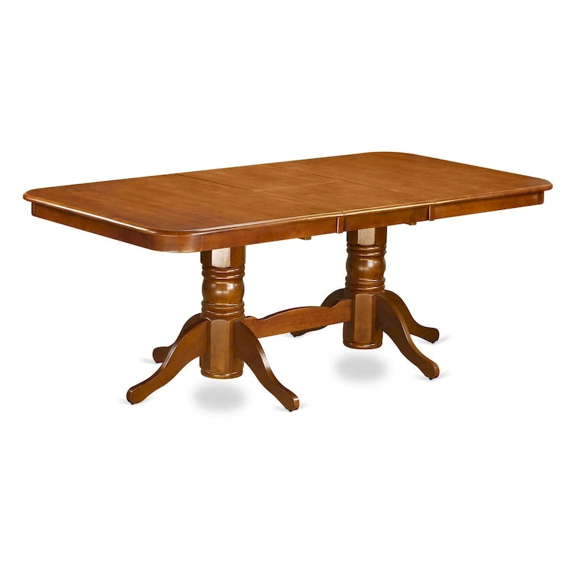 7 Piece Dining Table Set- of a Rectangle Wooden Table and 6 Dining Room Chairs, Saddle Brown (Seat Option)