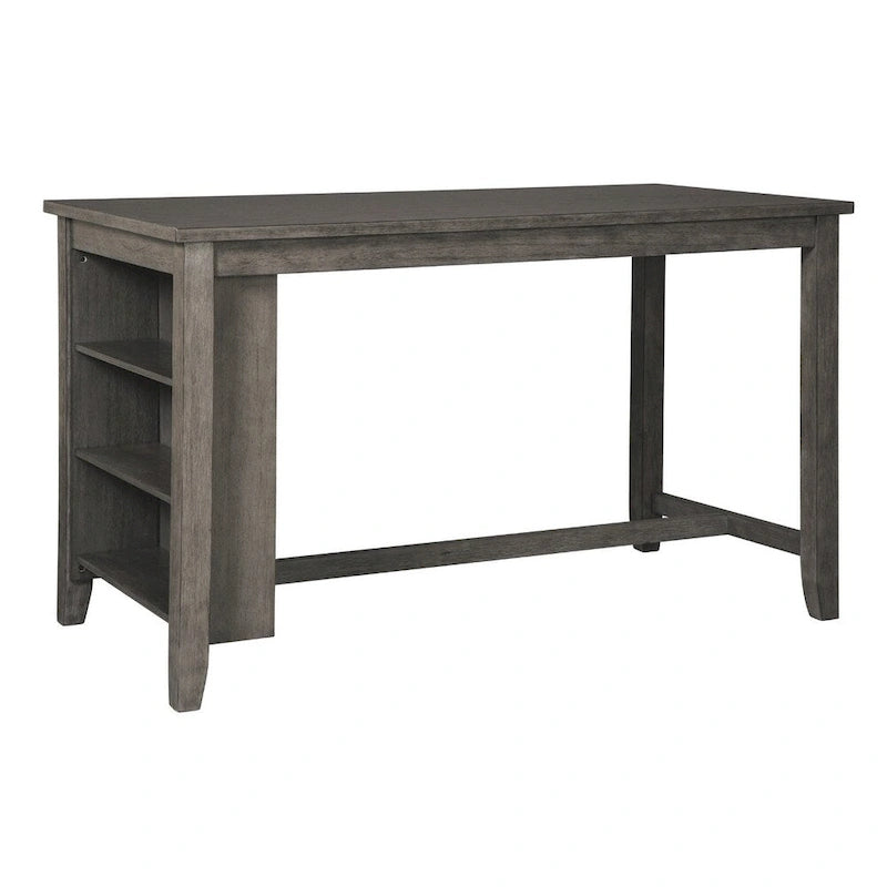 Counter Height Dining Table with Side Shelves – Antiqued Gray