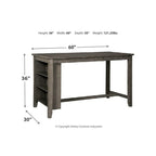 Counter Height Dining Table with Side Shelves – Antiqued Gray