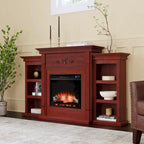 Gracewood Hollow Womack 70-inch Mahogany Electric Fireplace with Bookshelves - N/A