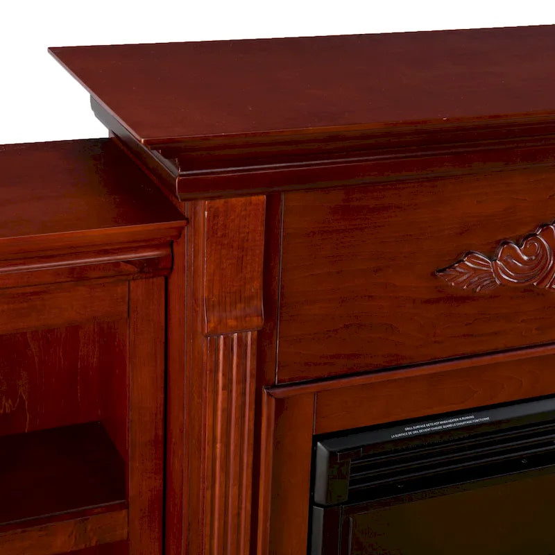 Gracewood Hollow Womack 70-inch Mahogany Electric Fireplace with Bookshelves - N/A