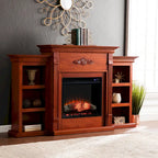 Gracewood Hollow Womack 70-inch Mahogany Electric Fireplace with Bookshelves - N/A