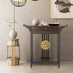 Bamboo Console Table Entryway Sofa Table Hallway Table with Drawer - 32x13x33