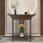Bamboo Console Table Entryway Sofa Table Hallway Table with Drawer - 32x13x33
