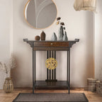 Bamboo Console Table Entryway Sofa Table Hallway Table with Drawer - 32x13x33