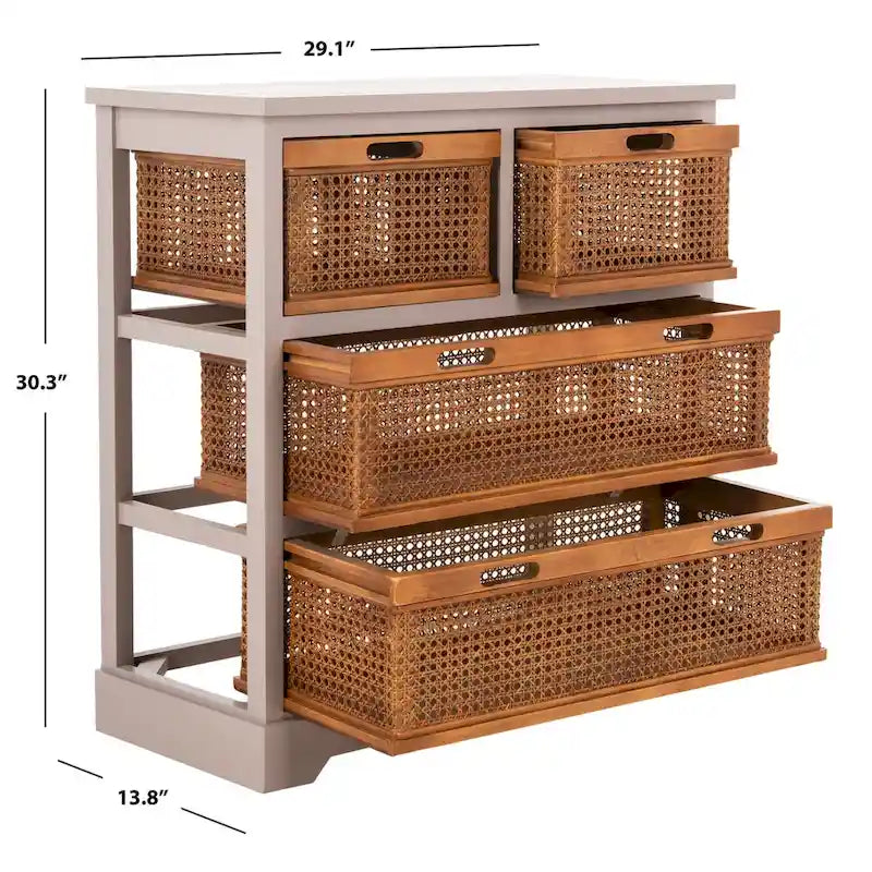 Eilike 4-Drawer White Storage Cabinet - 29.1 x 13.8 x 30.3 - 29Wx14Dx30H