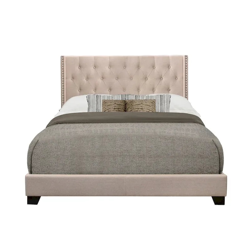 Morgan Beige Fabric Upholstered Tufted Bed