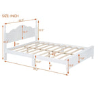 Queen Size Retro Style Wood Platform Bed Frame with Headboard and Wooden Slat Support