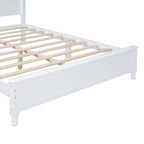 Queen Size Retro Style Wood Platform Bed Frame with Headboard and Wooden Slat Support