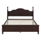Queen Size Retro Style Wood Platform Bed Frame with Headboard and Wooden Slat Support