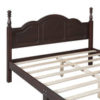 Queen Size Retro Style Wood Platform Bed Frame with Headboard and Wooden Slat Support
