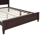 Queen Size Retro Style Wood Platform Bed Frame with Headboard and Wooden Slat Support