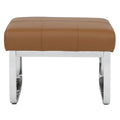 Modern Bonded Leather Ottoman with Chrome Legs – Caramel or Smoke