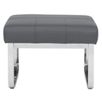 Modern Bonded Leather Ottoman with Chrome Legs – Caramel or Smoke