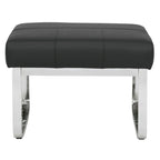 Modern Bonded Leather Ottoman with Chrome Legs – Caramel or Smoke