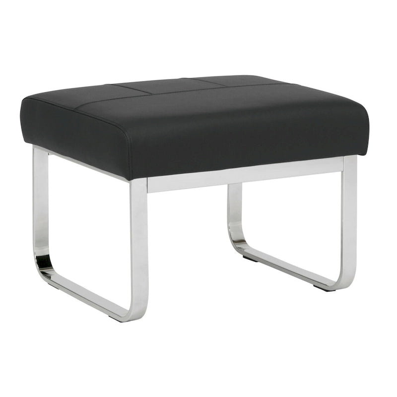 Modern Bonded Leather Ottoman with Chrome Legs – Caramel or Smoke