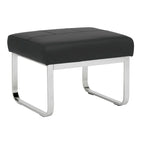 Modern Bonded Leather Ottoman with Chrome Legs – Caramel or Smoke