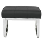 Modern Bonded Leather Ottoman with Chrome Legs – Caramel or Smoke