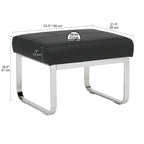Modern Bonded Leather Ottoman with Chrome Legs – Caramel or Smoke