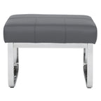 Modern Bonded Leather Ottoman with Chrome Legs – Caramel or Smoke