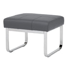 Modern Bonded Leather Ottoman with Chrome Legs – Caramel or Smoke
