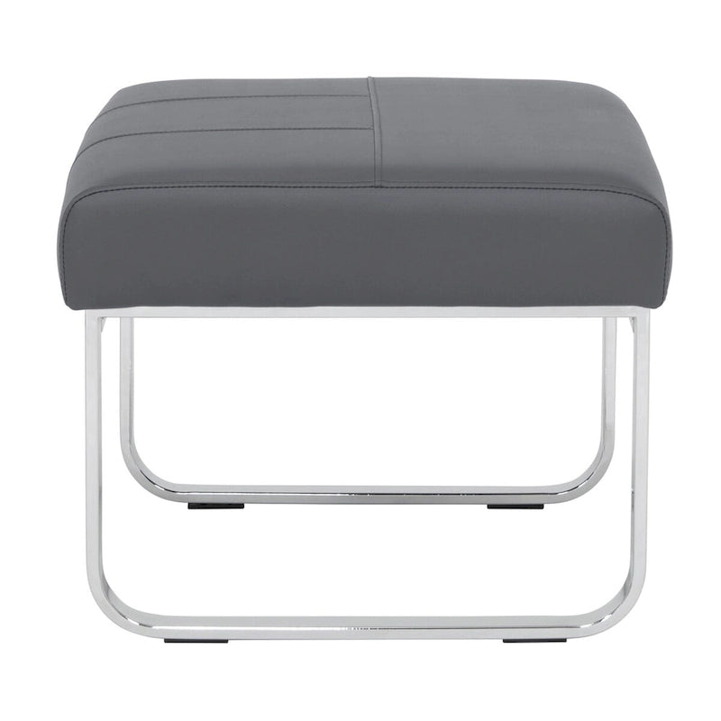 Modern Bonded Leather Ottoman with Chrome Legs – Caramel or Smoke