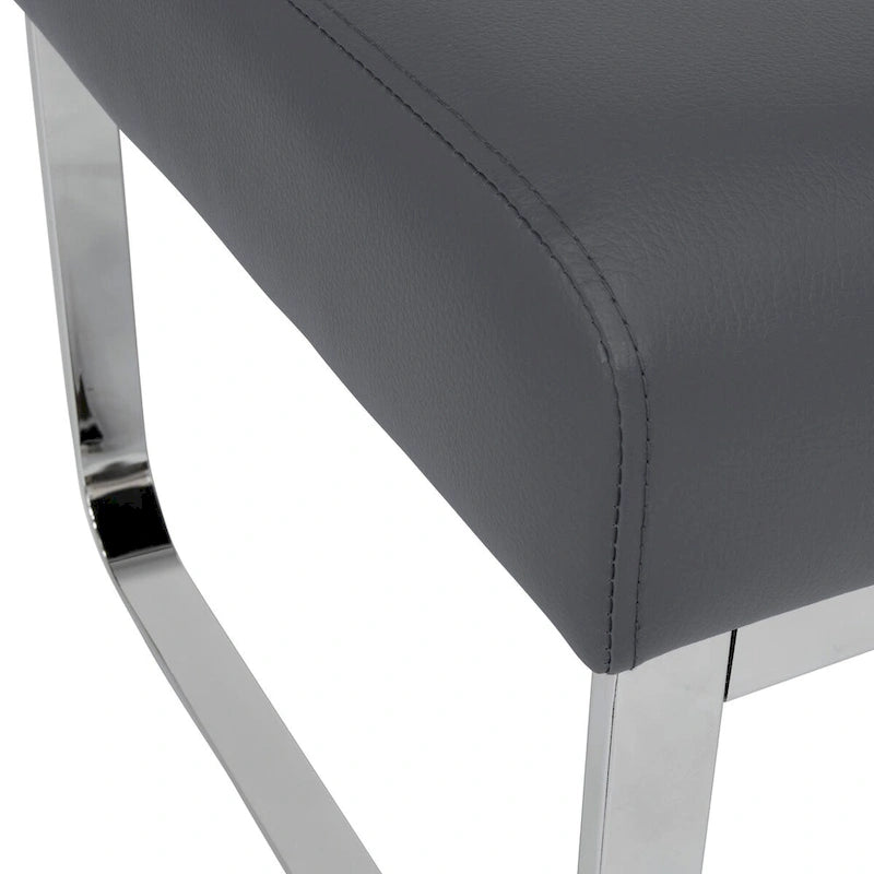 Modern Bonded Leather Ottoman with Chrome Legs – Caramel or Smoke