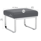 Modern Bonded Leather Ottoman with Chrome Legs – Caramel or Smoke