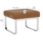 Modern Bonded Leather Ottoman with Chrome Legs – Caramel or Smoke
