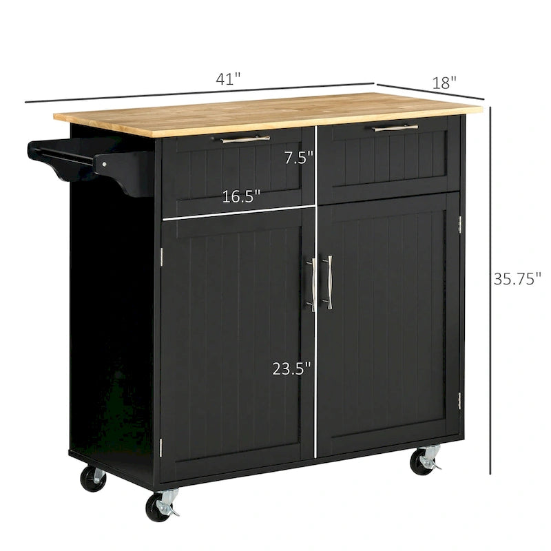 Modern Rolling Kitchen Island on Wheels