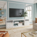 70" High Gloss TV Stand with Honeycomb Doors & Gold Legs