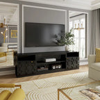 70" High Gloss TV Stand with Honeycomb Doors & Gold Legs