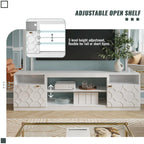 70" High Gloss TV Stand with Honeycomb Doors & Gold Legs
