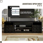70" High Gloss TV Stand with Honeycomb Doors & Gold Legs