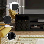 70" High Gloss TV Stand with Honeycomb Doors & Gold Legs