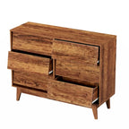 6 Drawer Double Dresser Features Vintage-style and Bevel Design